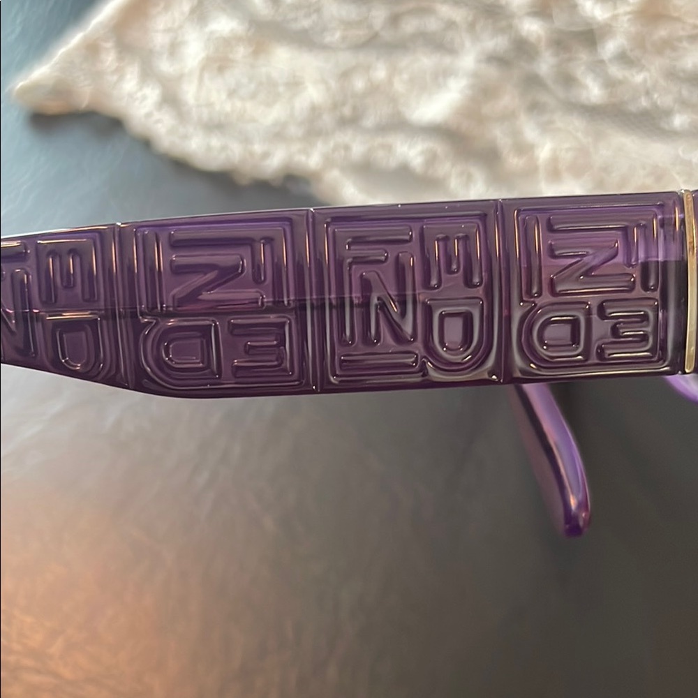 Fendi Purple Rectangular Glasses with Glossy Finish - Picture 9 of 16